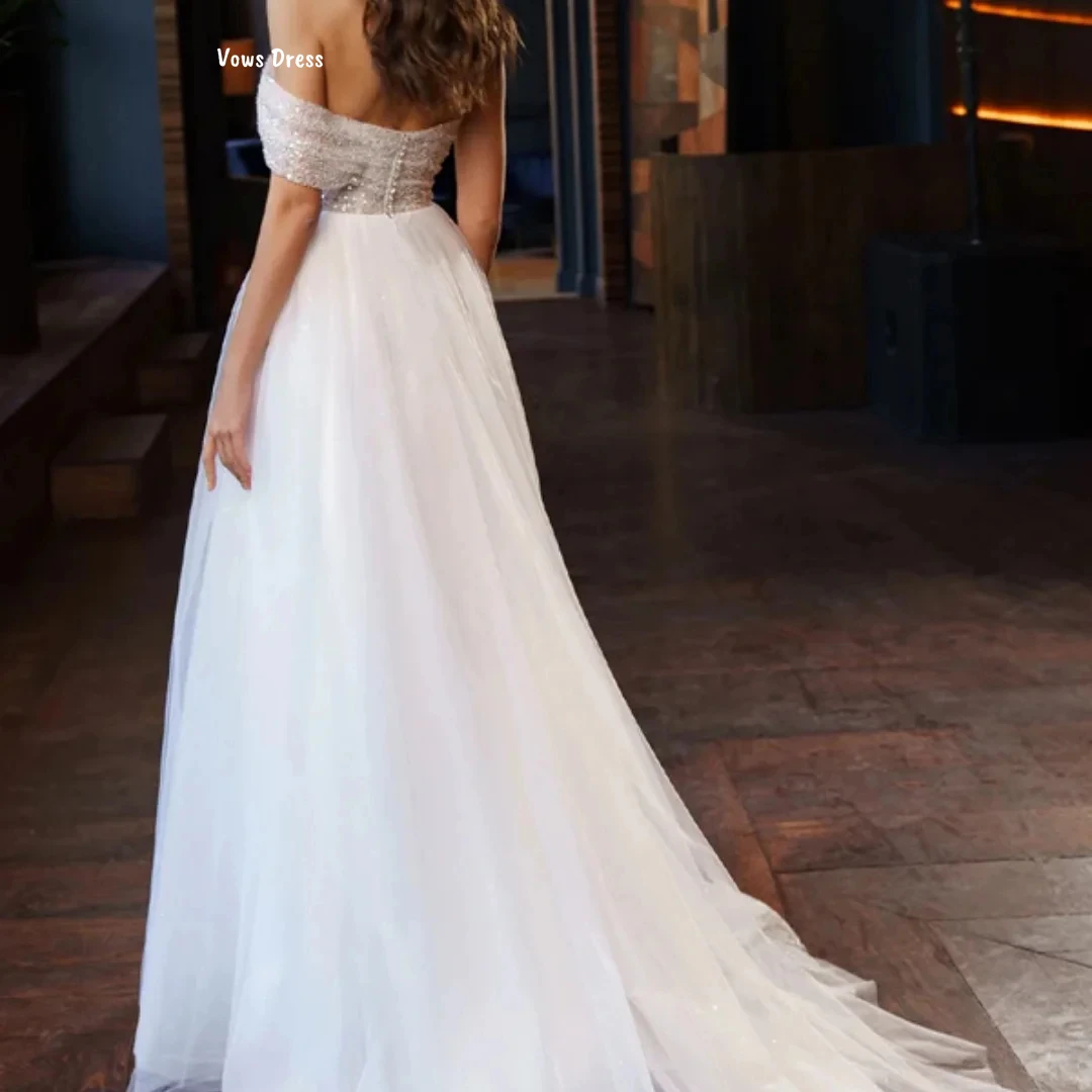 Vows branco vestidos de noite vestido de festa de casamento feito sob encomenda linha uma vela vestido de baile de luxo 2025 vestidos para eventos especiais mulher