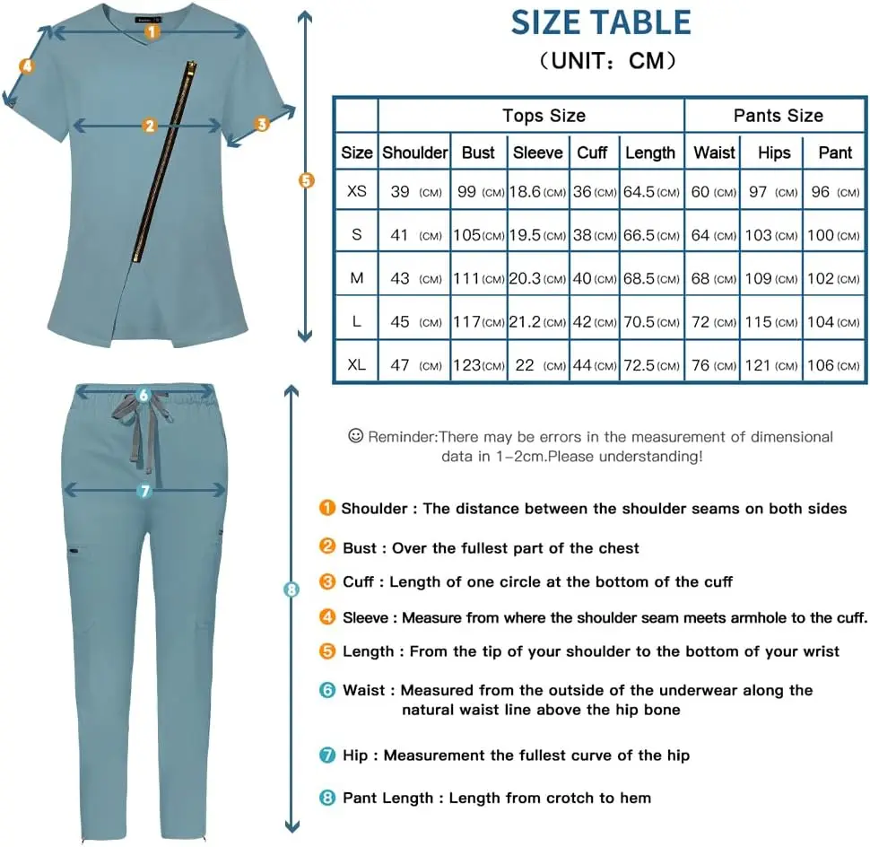 Niaahinn Scrub uniform for Women Medical Uniform Scrub Top & Jogger Pants Women Scrub Suit gorros quirófano mujer