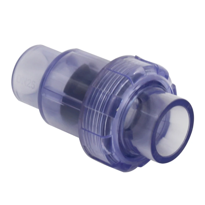 20/25/32/40/50/63mm Transparent UPVC Single Union Check Valve for Garden Irrigation Water Treatment Fish Tank Non-return Valve