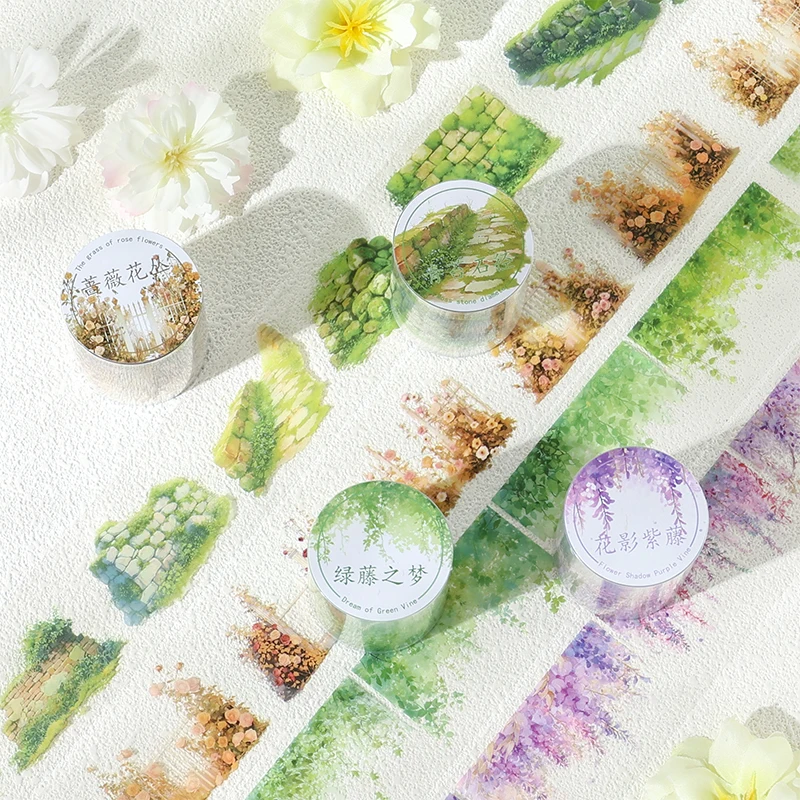 2m/rolo greenfield flor parede pet paisagismo fita diy manual decorativo scrapbooking adesivos estudante artigos de papelaria suprimentos