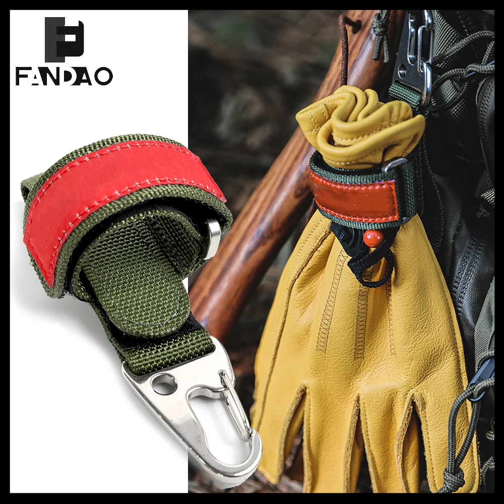 Tactical Glove Hooks Airsoft Multi-Functional Backpack Glove Clips Molle Glove Strap Holder Strap Keychain for CS Shooting