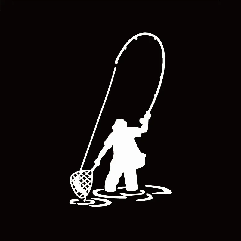 Jpct Car Sticker Creative Fly Fishing Fisherman Trout Funny Car Motorbike Exterior Accessories Waterproof Vinyl Decal 9*16cm