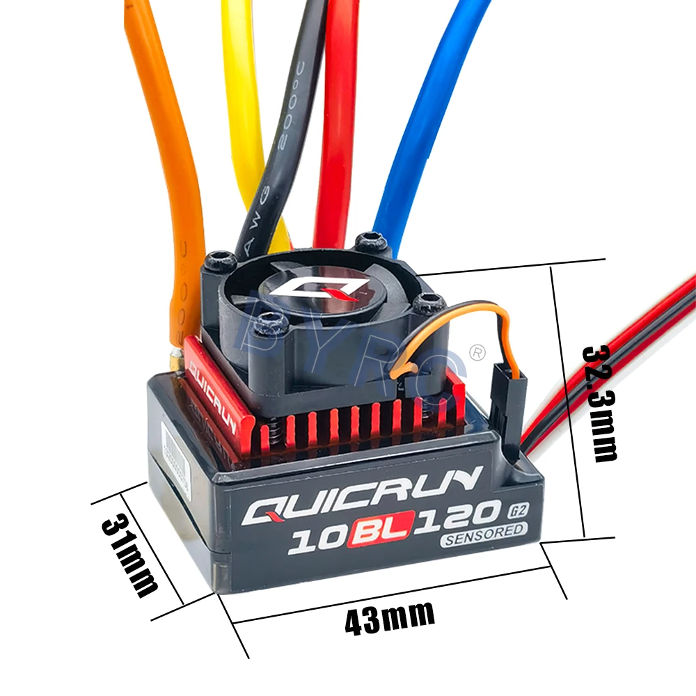 Hobbywing QUICRUN 10BL120 G2 Sensored 120A  Sensored Brushless ESC Speed Controller For 1/10  Touring  Buggy Drift