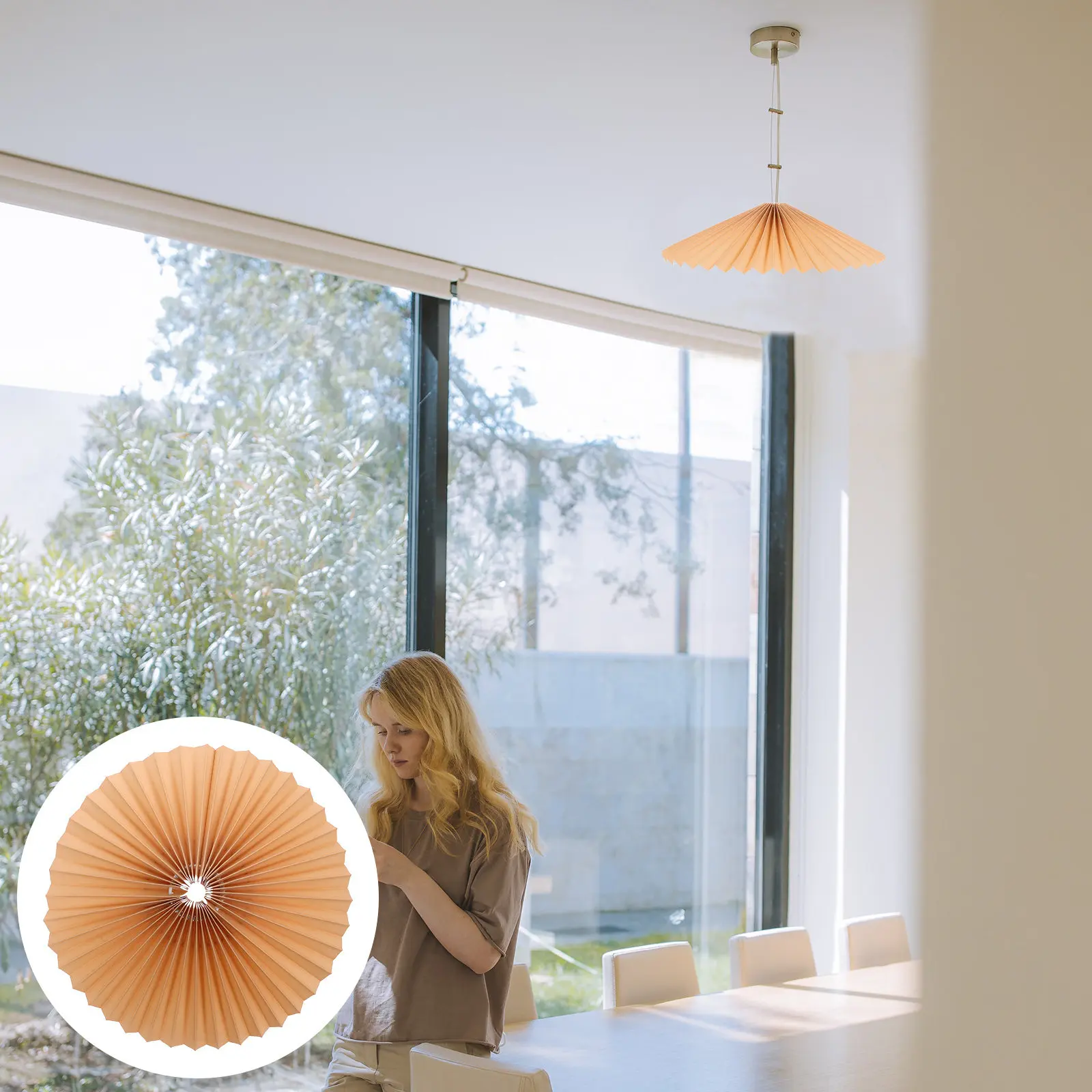 Modern Pleated Lampshade Fabric Iron Frame Soft Diffused Light for Table Desk Bedside Lamp Replacement Small Floor Pendant Decor