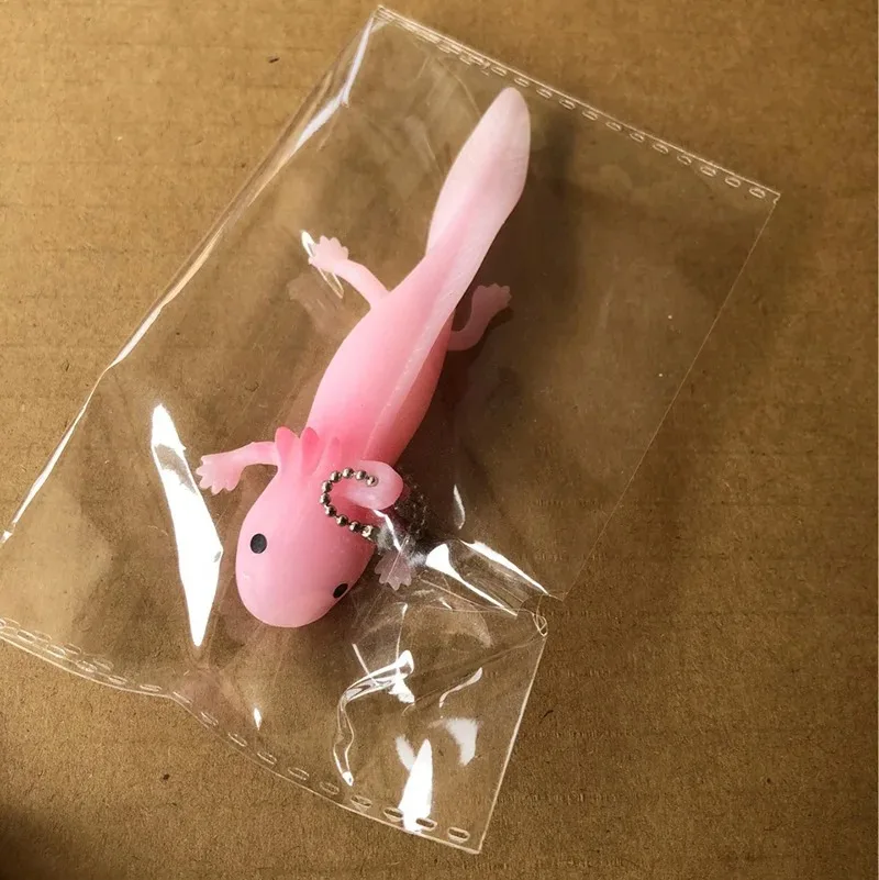Axolotl المفاتيح Kawaii نيوت السمندر الطفل الأسماك العجن لعبة الضغط الضغط حقيبة الهاتف المحمول مفتاح سلسلة قلادة