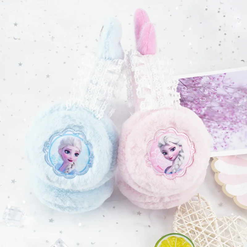 Disney Frozen Headband Earmuff Cute Cartoon Elsa Princess Girl Warm Earmuffs Winter Anti-Freezing Plush Ear Protectors