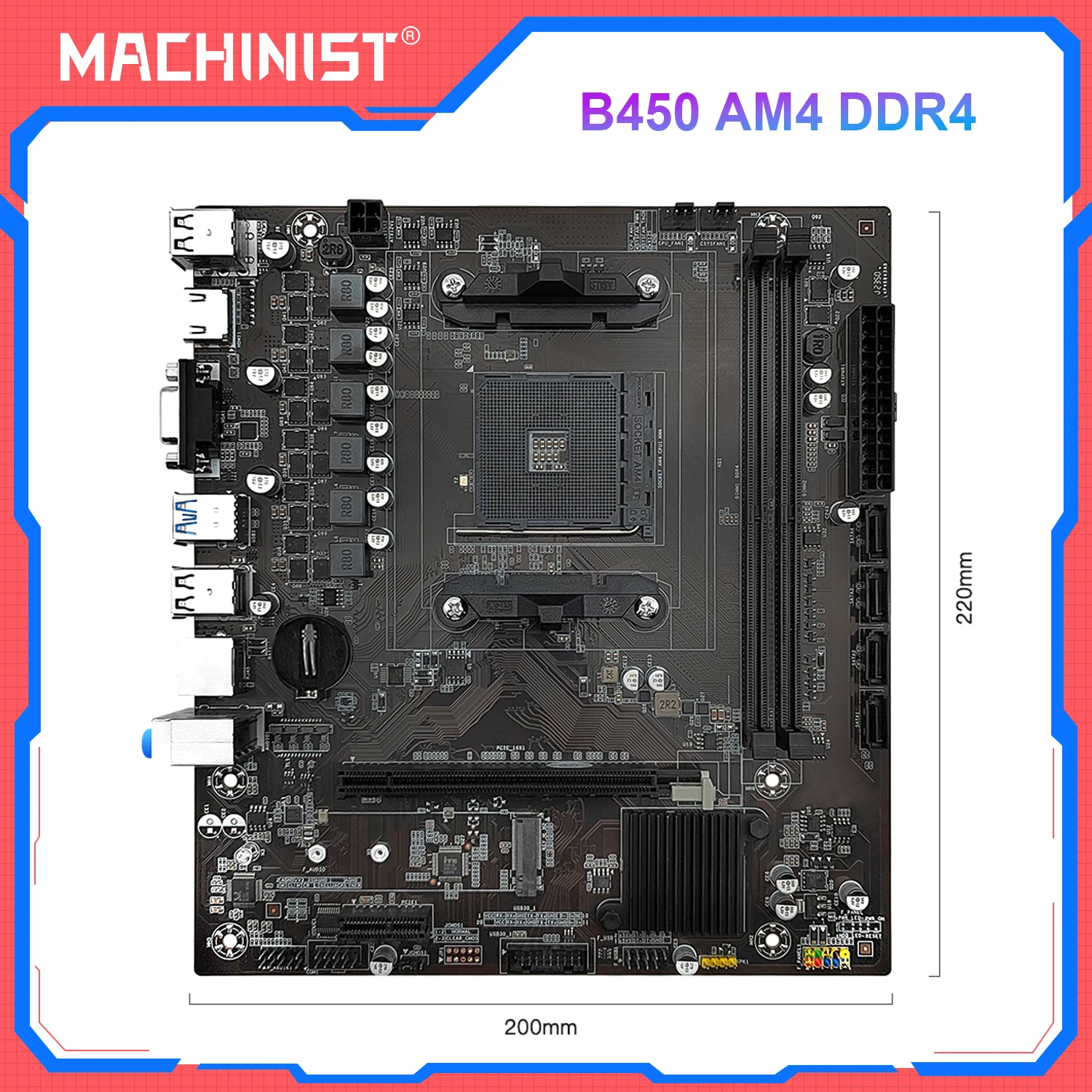 MACHINIST B450 Motherboard AMD Processor DDR4 Memory Dual-channel AM4 Mainboard NVME M.2  (Supports Ryzen 5500 5600 5600G CPU)