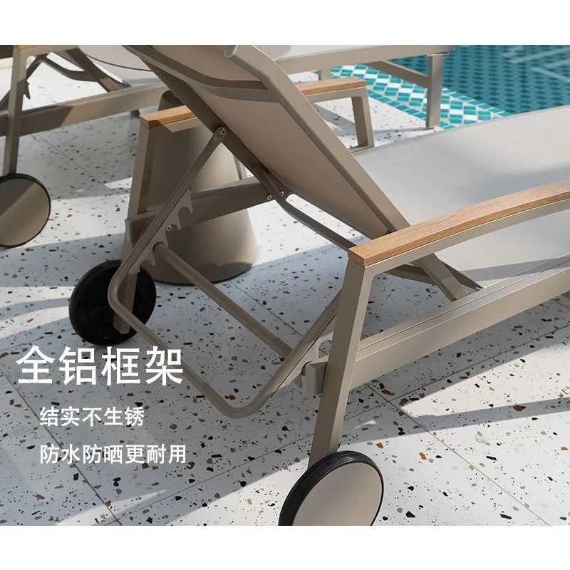 Outdoor courtyard bed, swimming pool beach leisure lounge chair, waterproof and sunscreen bed 4