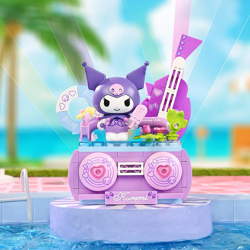 

Qimeng Building Blocks Keeppley Sanrio Toys Summer Party Series Kuromi Ornament Hello Kitty Gift
