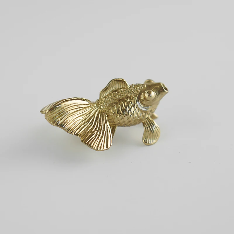 Solid Brass Goldfish Drawer Cabinet Door Knob Shoes Cabinet Furniture Handle Gold Decoration Pulls Hardware