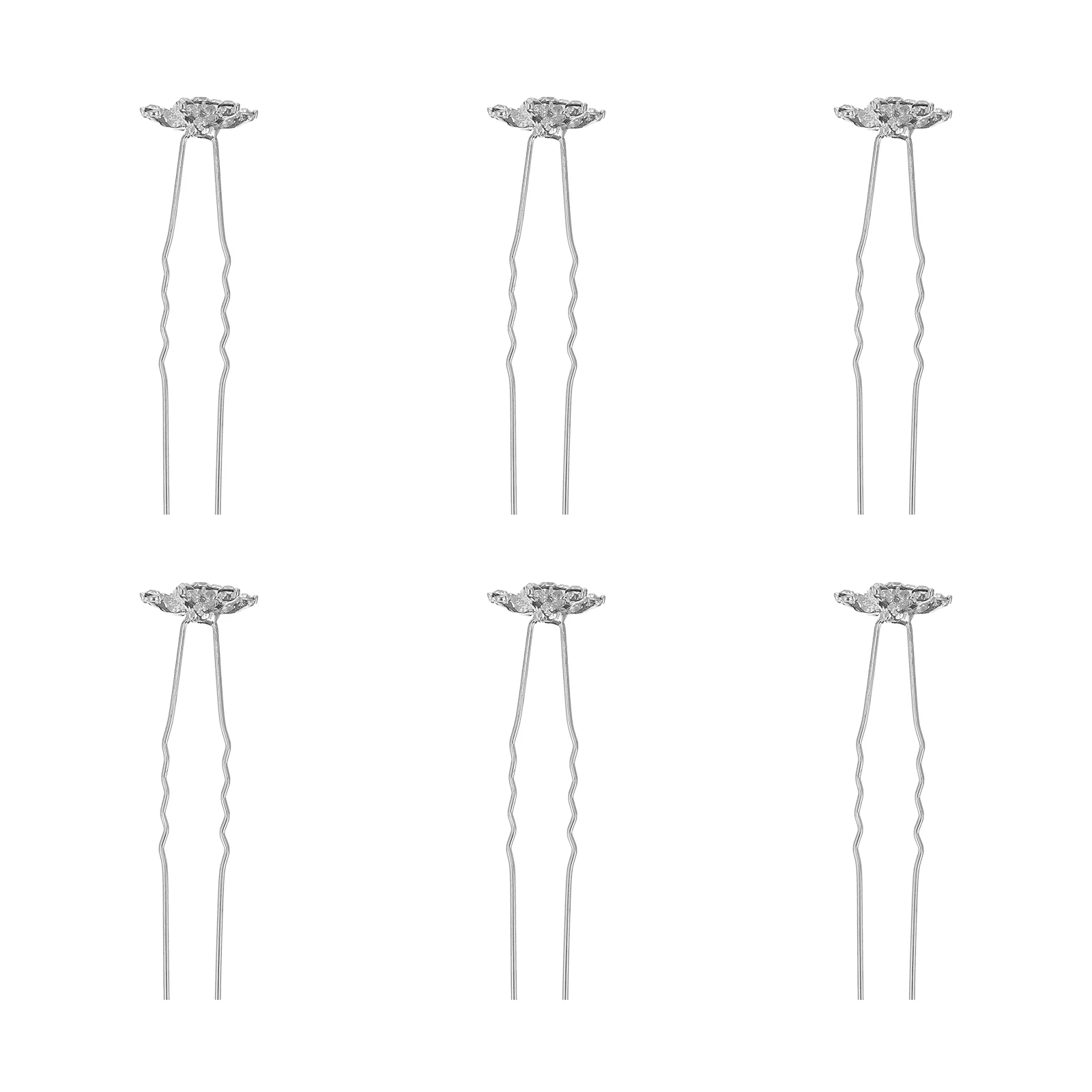 

6 Pcs Crystal Snowflake Hairpin Alloy Fashionable Headdress Hair Accessories Stylish Headwear Bride Winter Safe Durable