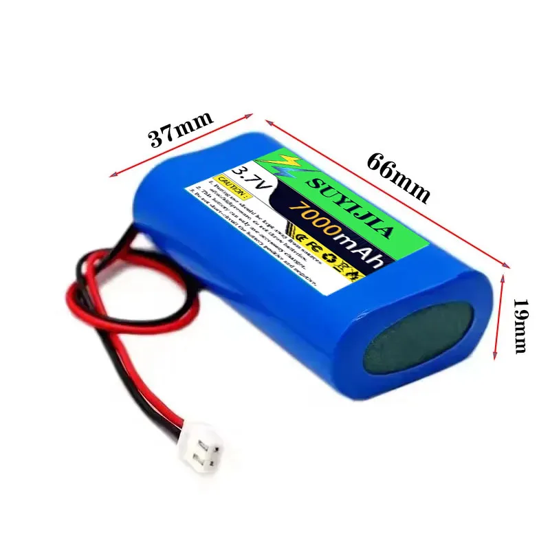 3.7V 18650 1S2P 7000mAh 18650 Lithium Battery Pack with Built-in BMS for Fan/Speaker/Bass Fishing LED Light (XH2.54-2P)