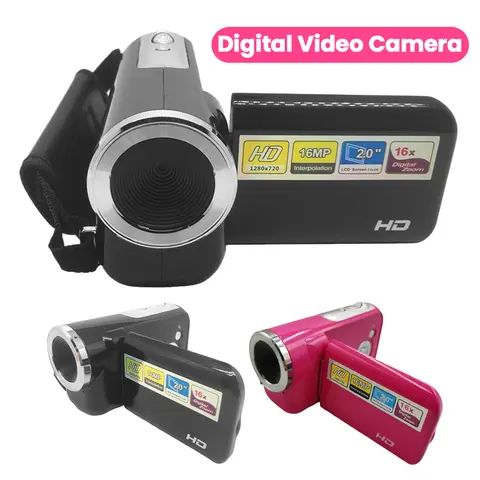 Portable 16MP 720P Digital Video Camera 2 inch Color Screen DV Camcorder 16X Digital Zoom Built-in LED Flash for Students Teens