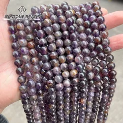 Natural Stone Bead Purple Ghost Quartz Round Loose Spacer Amethyst Crystal For Jewelry Making DIY Bracelet Necklace Accessory