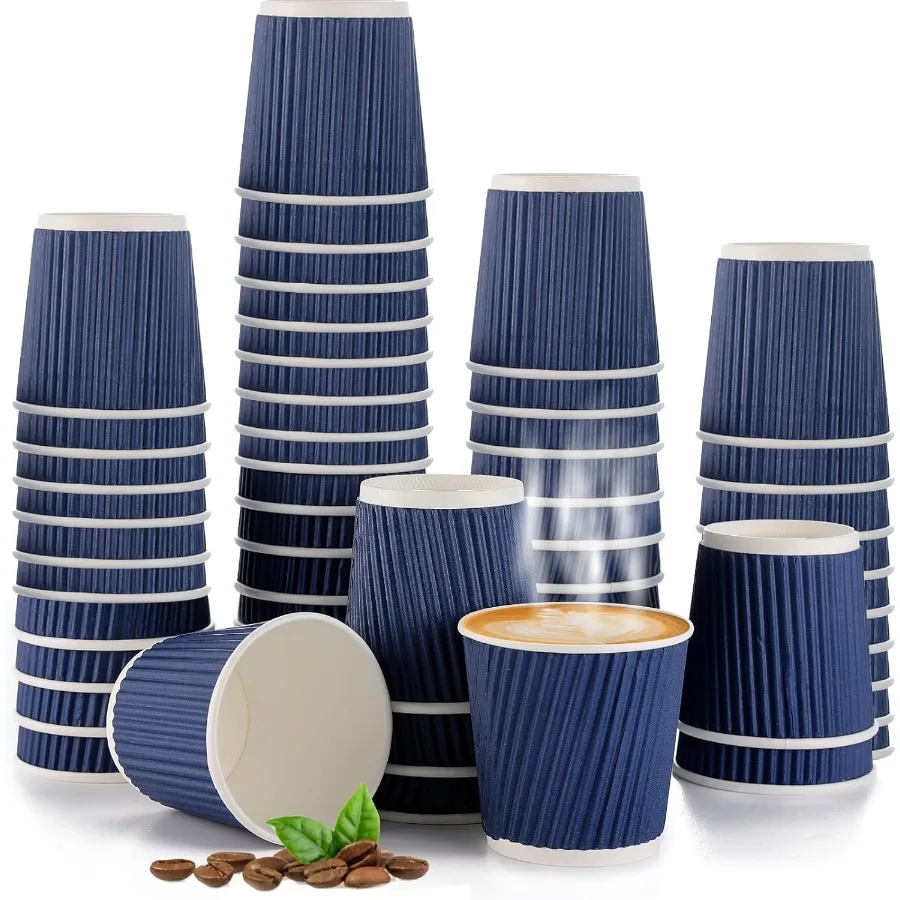 

200 шт., 4 унции, волнистые настенные бумажные стаканчики для эспрессо для горячего кофе, одноразовые экологически чистые бумажные стаканчики для горячих и холодных напитков, идеальные f