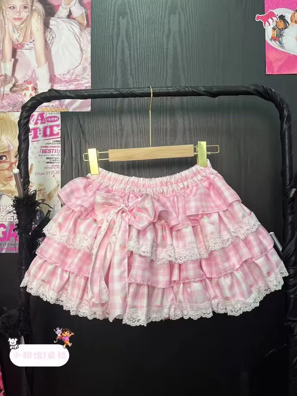 Japanese Lolita Style Mini Skirt Women Sweet Cute Kawaii Print Ruffles Bow Cake Skirt Girls High Waist Y2k Skirts Faldas Mujer