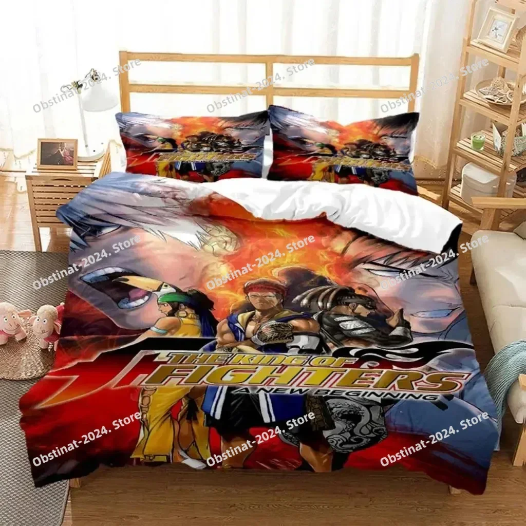 Anime King of Fighters KOF Bedding Set Printed Bed Set With Pillowcase Bed Duvet Cover Soft Single Double Queen Super King Size