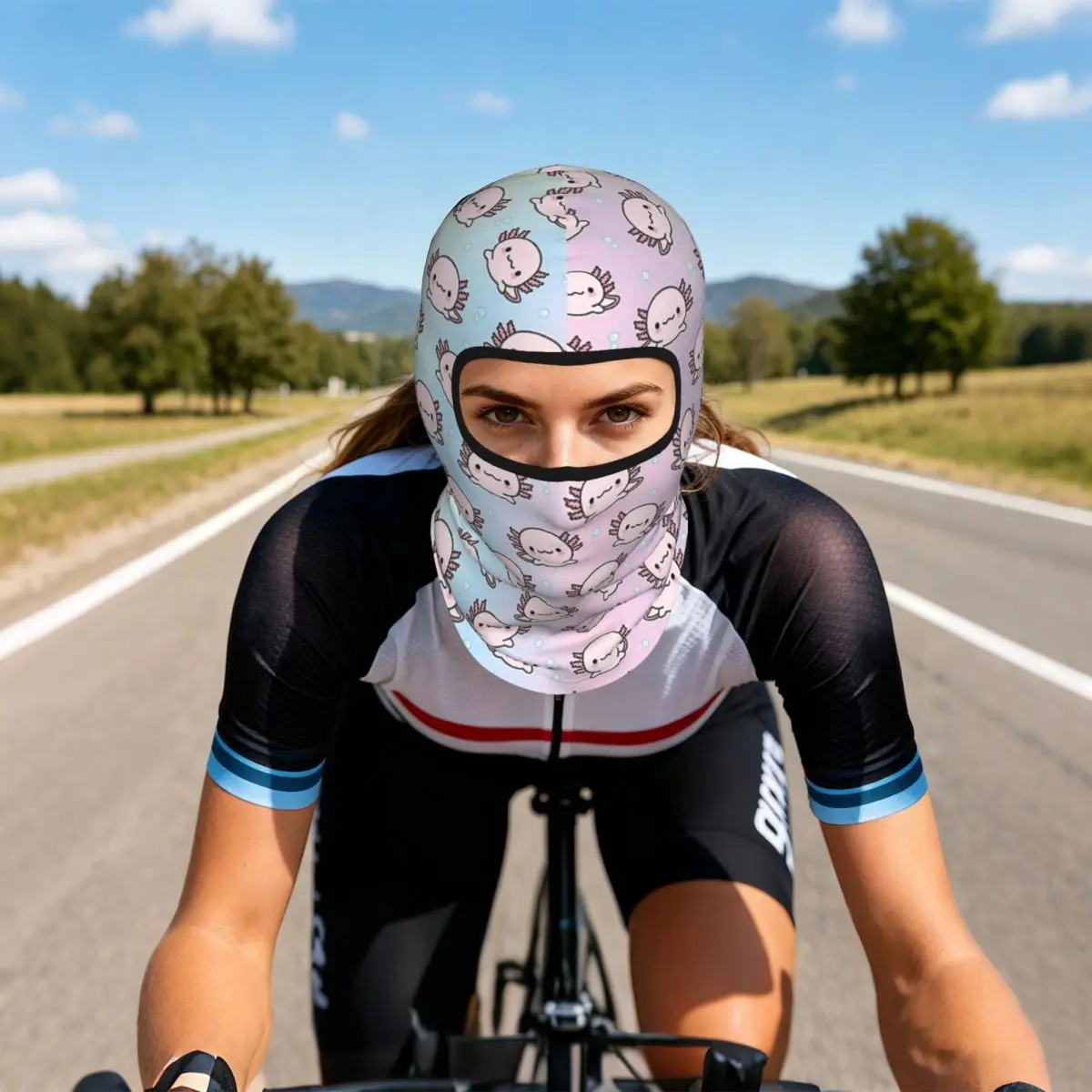 Cute Axolotl Breathable Thin Balaclava Full Face Mask Sun Protection Neck Gaiter For Motorcycle Cycling Fishing Outdoor