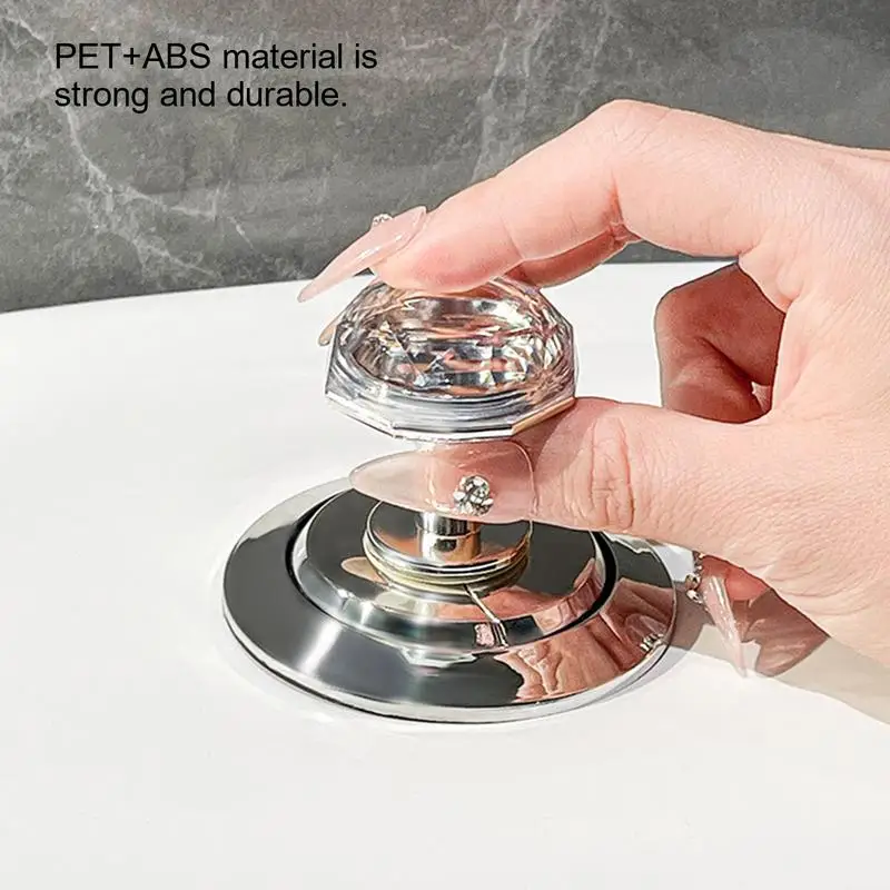 Toilet Push Button Replacement Nail Protection Toilet Water Tank Parts Rhinestone Pattern Toilet Flusher For Women Long Nail