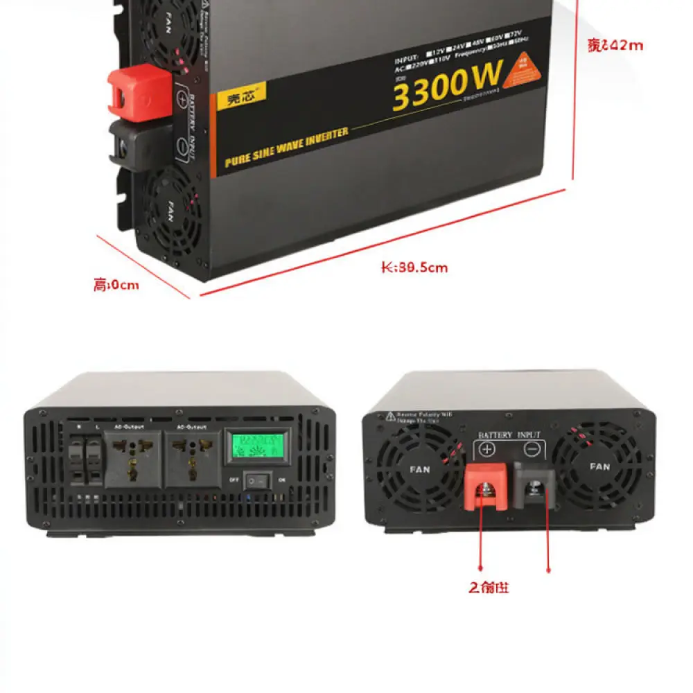 High Efficiency Pure Sine Wave Inverter For Kexin 220V Voltage Transformer 12V 24V 48V 60V 72V Input Car Camping Power Supply