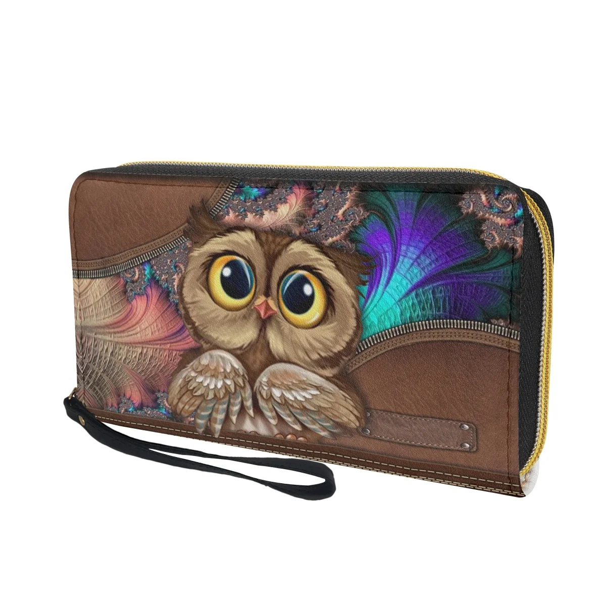 Night Owl 3D Print Money Bag Women PU Leather Wristlet Clutch Cute Purse Custom Wallet Card Holder Design Luxury Cartera Hombre