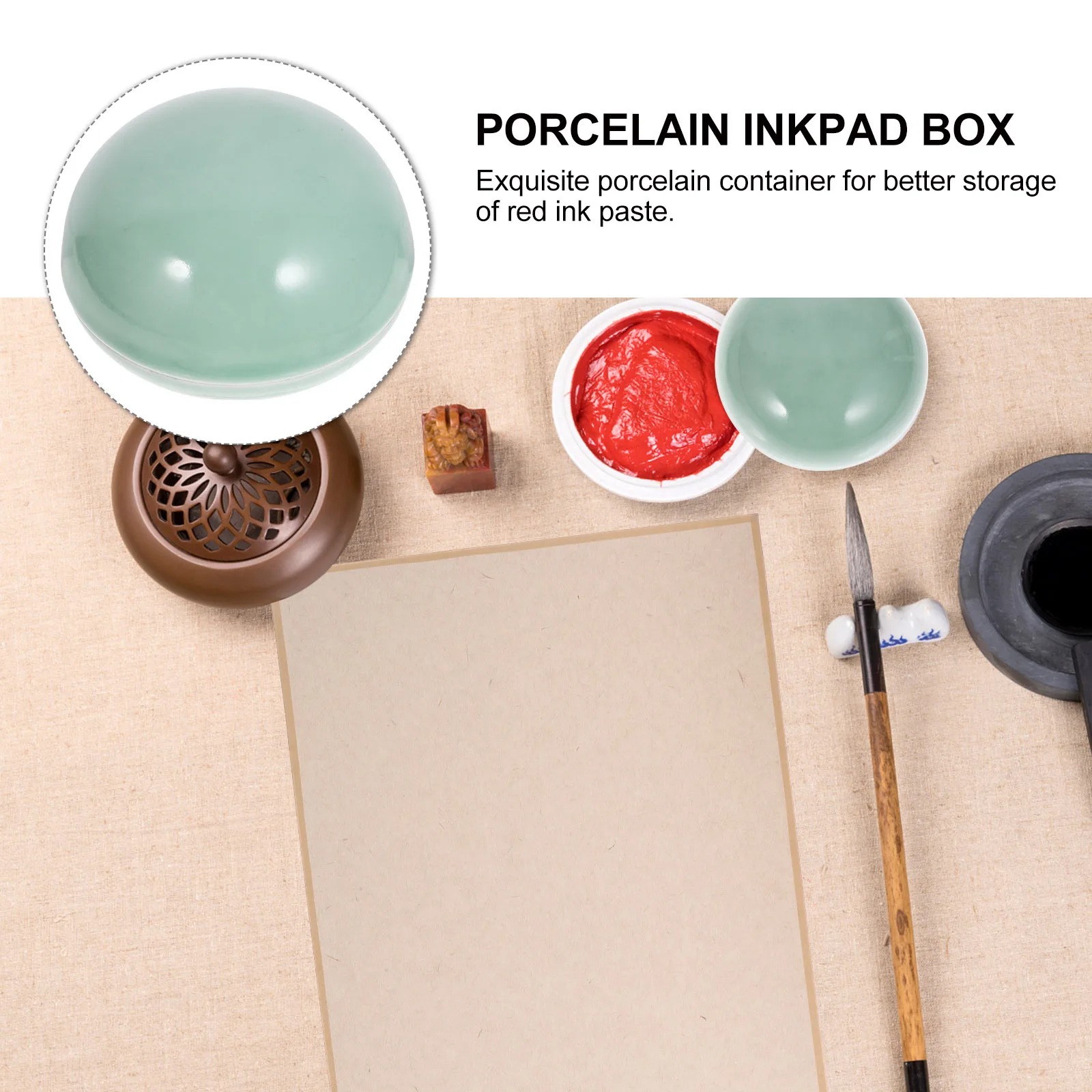 صندوق معجون الحبر الأحمر، مادة بورسلين ذات لمسة نهائية ناعمة تعزز كفاءة التنظيف، ملحق الخط الأنيق للرسم #2