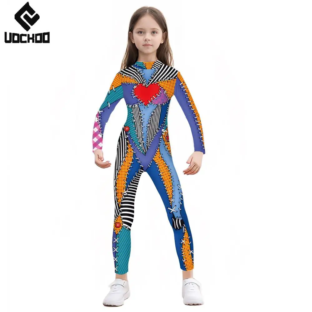

Halloween Doll Jumpsuit Sally Cospaly Costume Child Day of The Dead A Worn-Out Doll Bodysuit Boy Girl Carnival Party Outfit