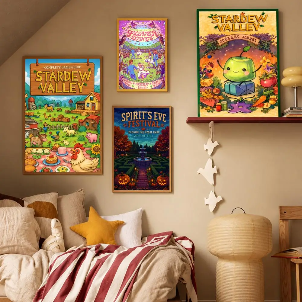 Game Action Stardew Valley Poster HD Waterproof Wall Art Posters Self Adhesive Bedroom Living Room Home Decor Gift