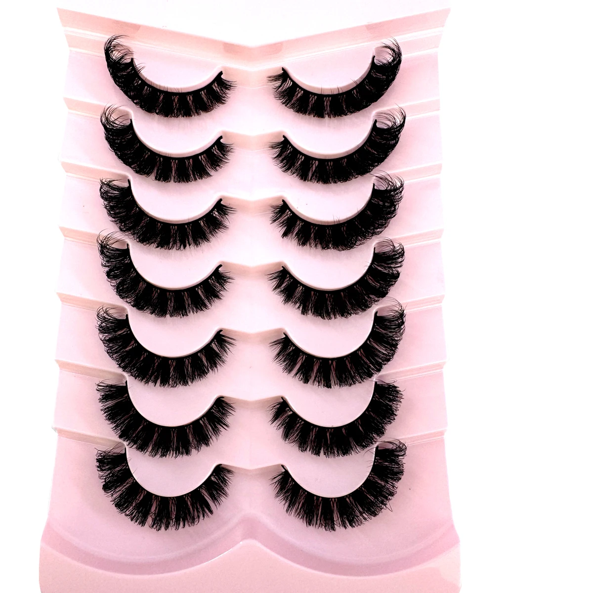 HBZGTLAD 7 pairs Natural False Lashes DD Curl Russian Lashes 3D Mink Eyelashes Reusable Fluffy Russian Strip Lashes eyelashes
