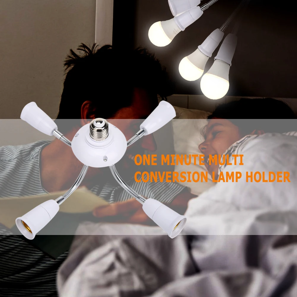 Household White E27 Lamp Bases Adjustable Rotary  LED Light Bulbs Socket Holder Adapter Converter Easy To Use