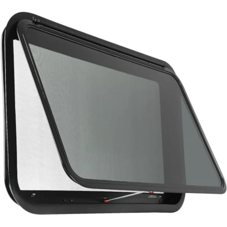 

36 W x 22 H Tinted RV Window with Net Screen and Trim Ring for 1-1/2 or 2 Walls DOT Approved Ideal for RV Exterior Use Durable
