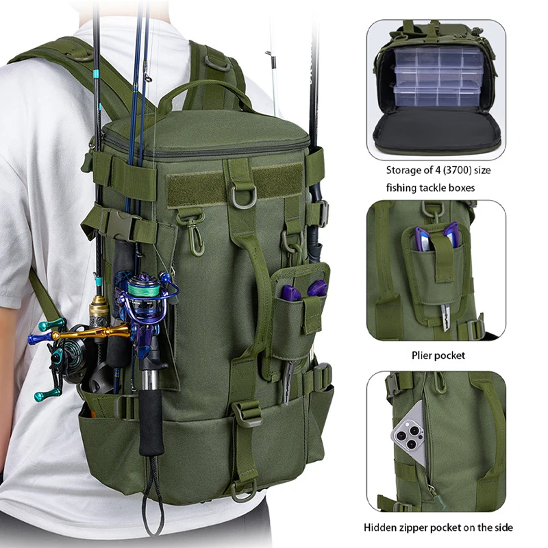 アウトドアルアー釣りバックパック多機能大容量釣具バッグ耐摩耗性と防水性