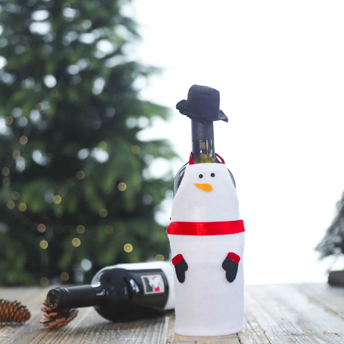 

2Pcs Christmas Wine Bottle Cover Red Nonwoven Sleeve Home Party Decorations Festive Tableware Wine Bottle Cover