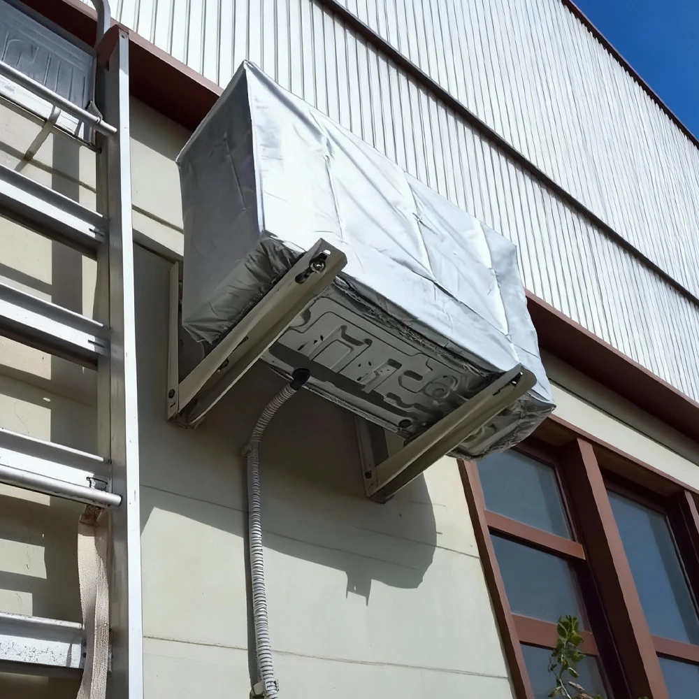 1 Silver AC Outdoor Unit Cover - Modern Durable Material, Snug-Fit Design, UV/Rain Resistant Protector for Outdoor Units