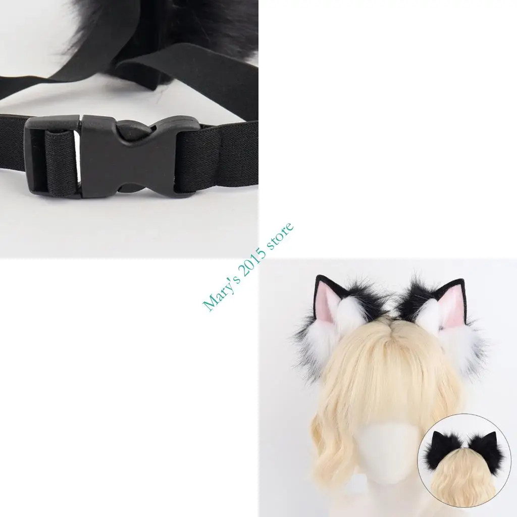 

E15F животные косплей костюм Faux Furs Cats Foxes Wolf Furry Wars набор повязки на голову