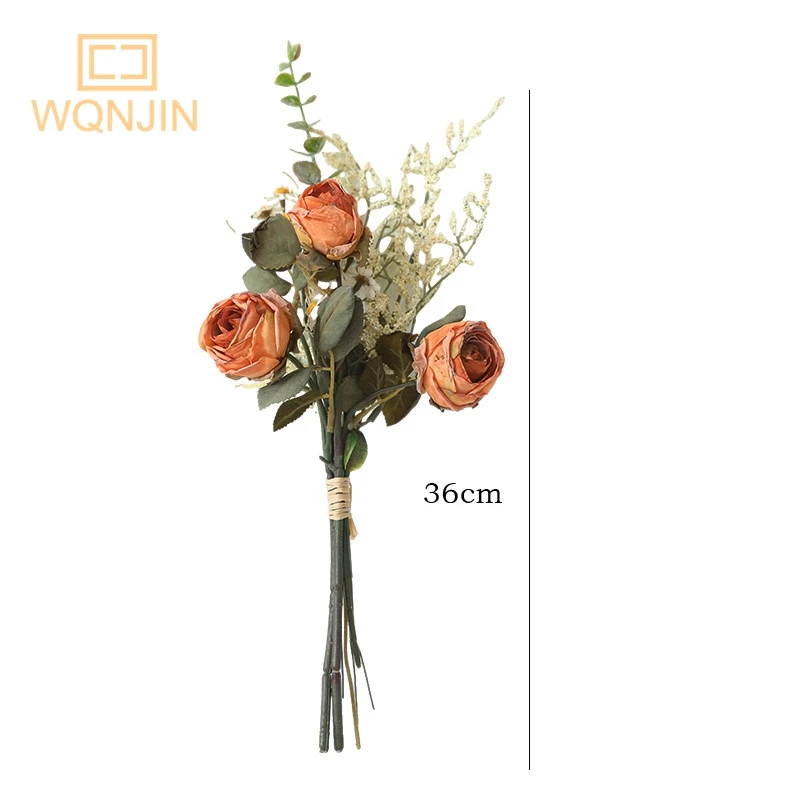 European Retro Color System Burnt Edge Dry Burned Simulated Rose Bouquet Halloween Simulation Bouquet Home Coffee Shop Decor