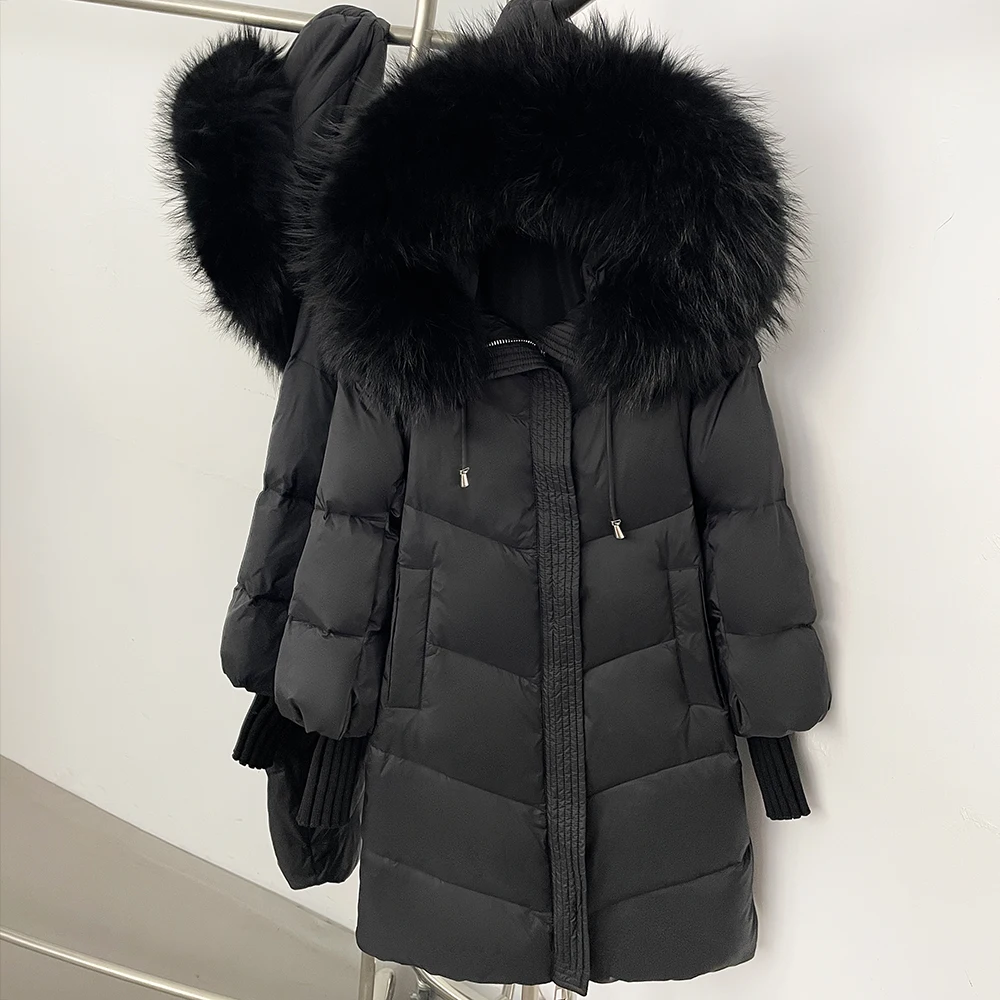 Women Winter Duck Down Jacket Hood High Street Cropped Puffer Coat 2026 Fashion Warm Lightweight Duck Padding Jacket with Fur