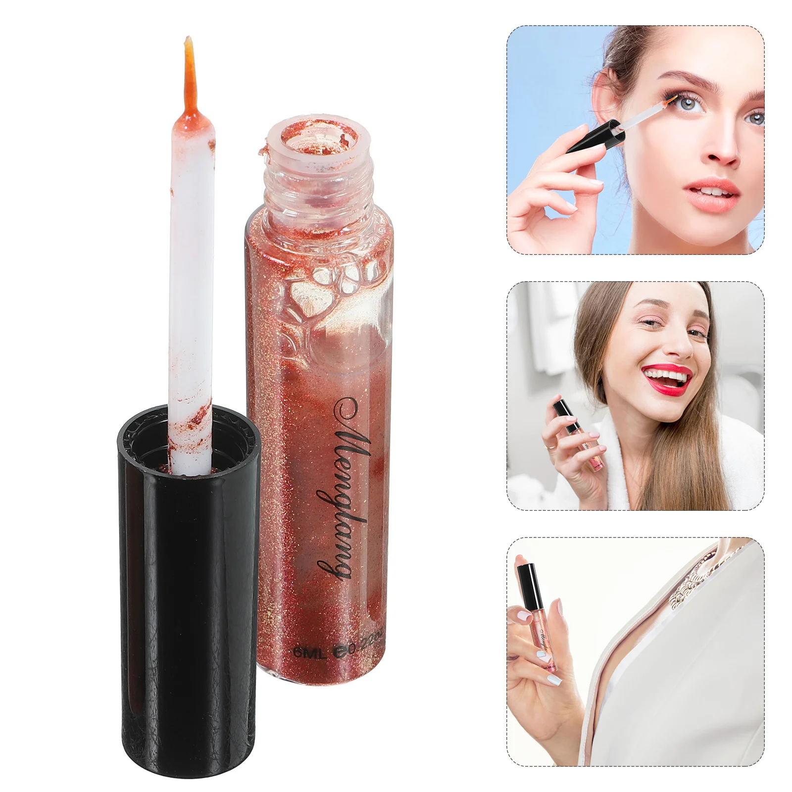 Schimmernder Eyeliner, flüssig, langlebig, metallisches Glitzer-Augen-Make-up für Hochzeit, Party, lässig, rauchige Augen # Bronze