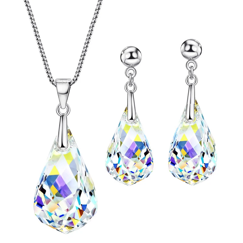 

Helix Pendant Jewelry Sets for Women Anniversary Original Crystals From Austria Silver Color Necklace Drop Earrings Accessories