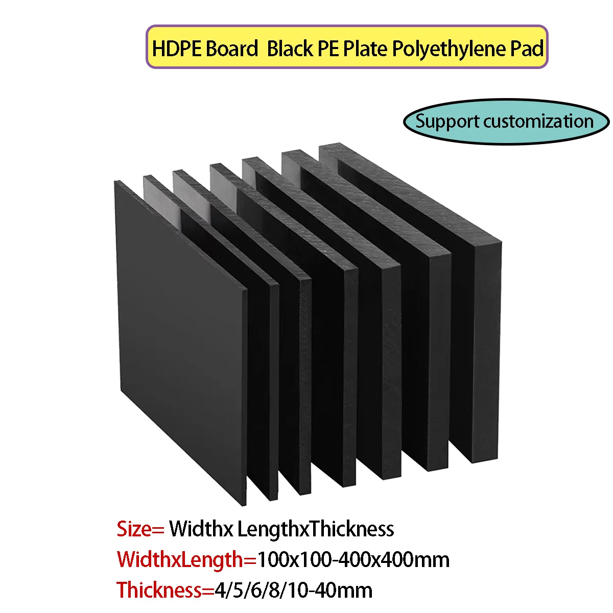 

Thickness 4-40mm Food Grade HDPE Board Wear Resistant Black PE Plate Polyethylene Pad Handmade Model Plastic Board