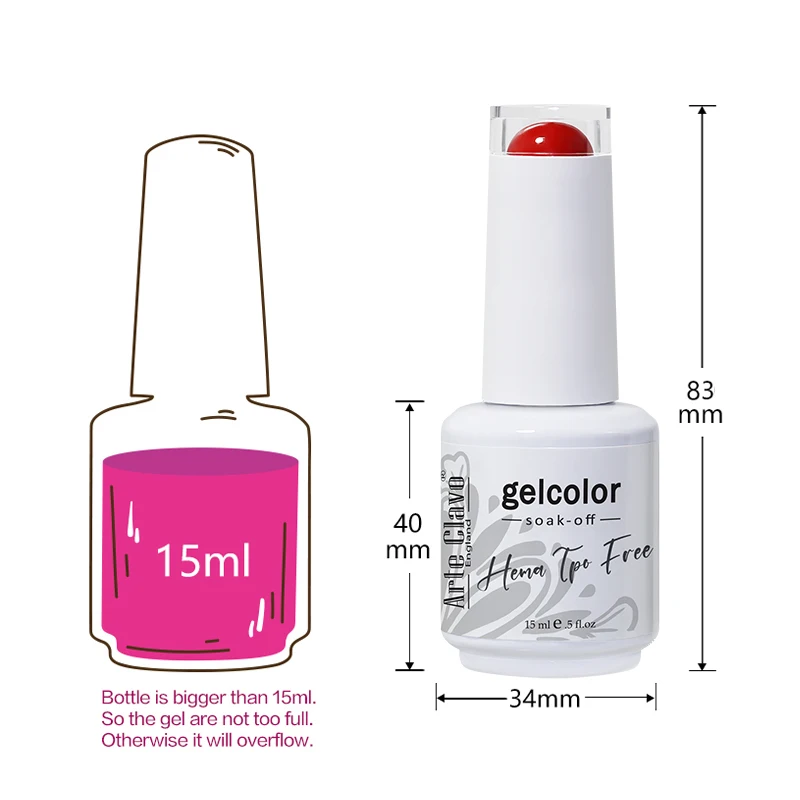 Arte Clavo 15ml HEMA TPO FREE UV Gel Nail Polish Hybrid Gellak Nail Polish Lakiery Hybrydowe Vernis Nails Art Top Vernis Varnish