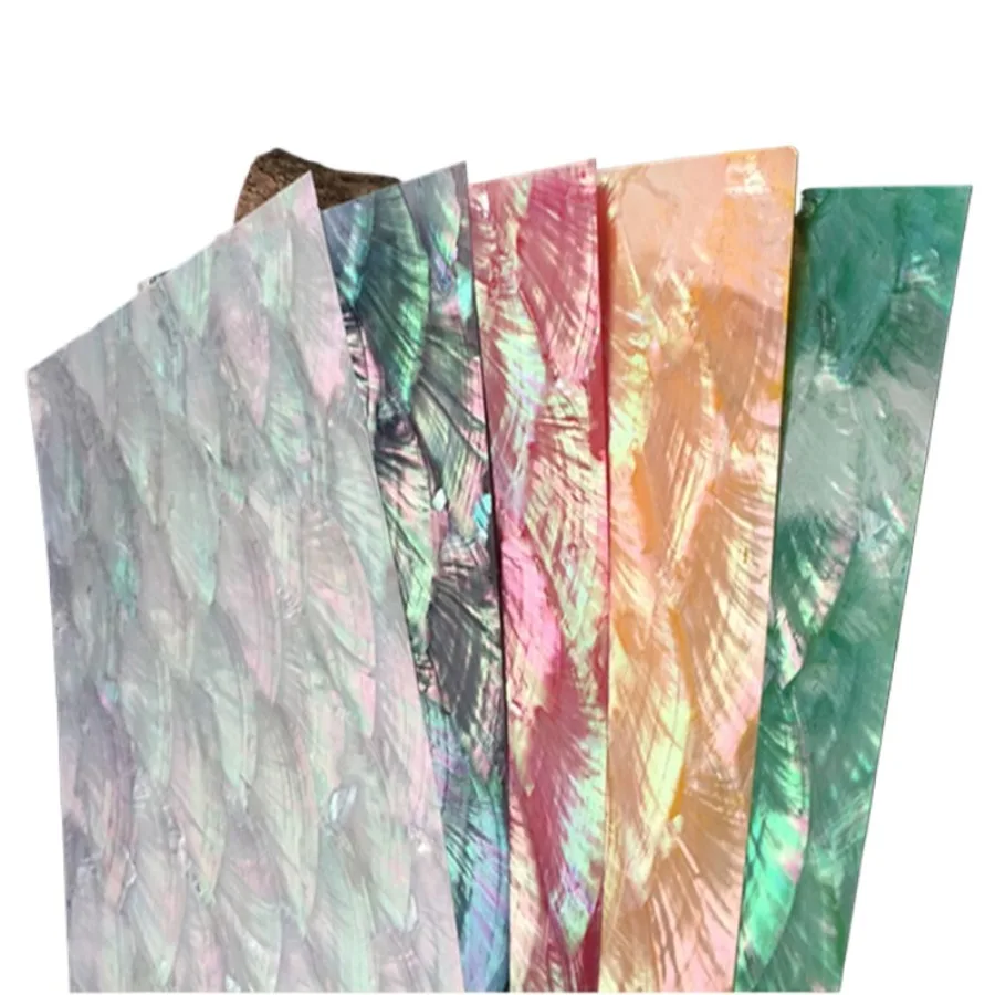 Mother of Pearl Shell Pieces Creative Lacquer Art Fan Patterned Multicolored Scallop Slices DIY Home Decor Crafts Carved Inlay