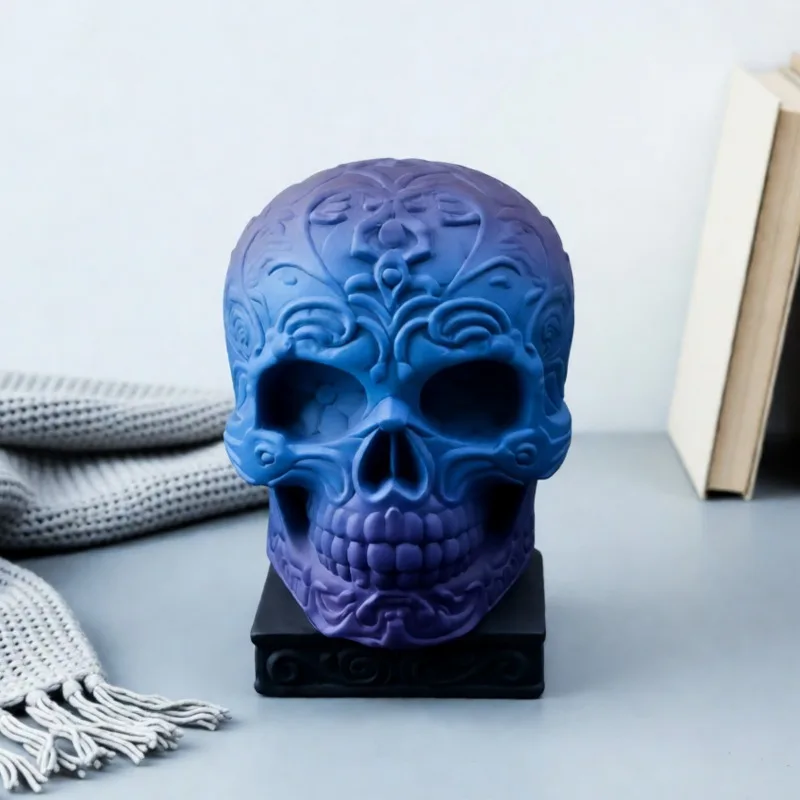 

Carved Skull Decoration Mold Decoration Candle Plaster DIY Plaster Decoration Candle Holder Silicone Mold Resin Molds
