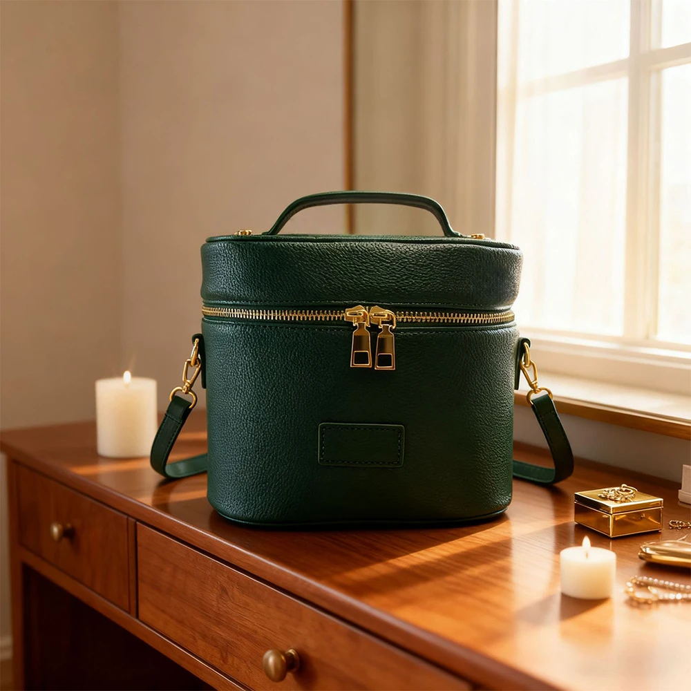 Personalisierte Kosmetiktasche aus PU-Leder: schlicht, tragbar, als Umhängetasche oder Handtasche, mit großem Fassungsvermögen für Reisen – Detail 8