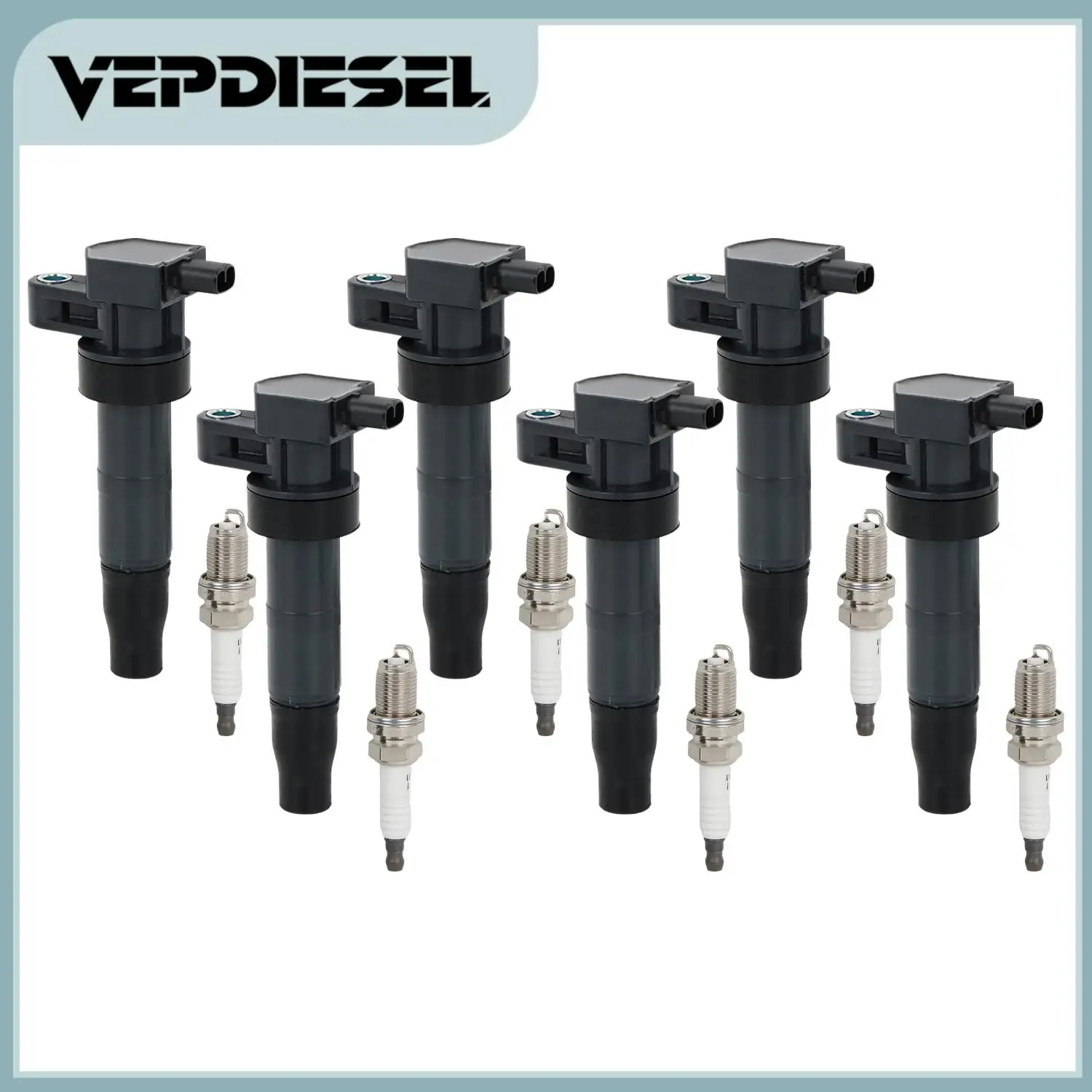 VEPDIESEL 6Set 12V Ignition Coils&Iridium Spark Plugs Kit UF546 7854 7090 For 2Hyundai Santa Sonata Kia Amanti Sedona 3.8L V6