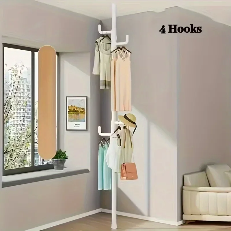 Adjustable White Clothes Rail for Bedroom Organization