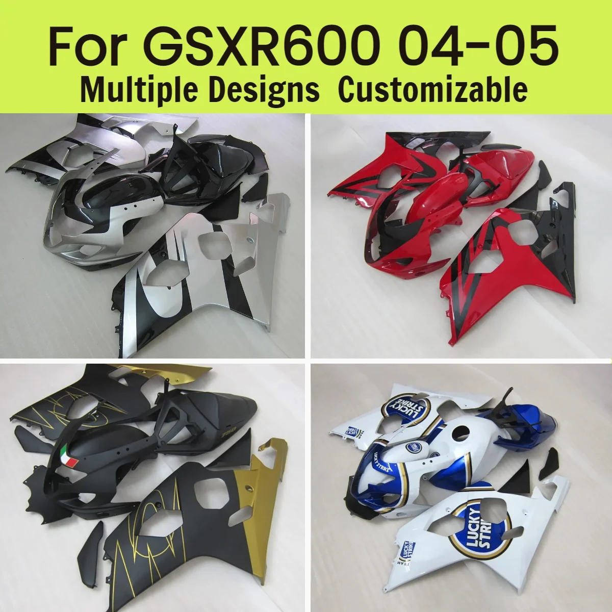 

GSXR 600 750 2004 2005 обтекатели для GSXR600 GSXR750 04 05 OEM стиль кузова мотоцикла полный комплект обтекателей подходит