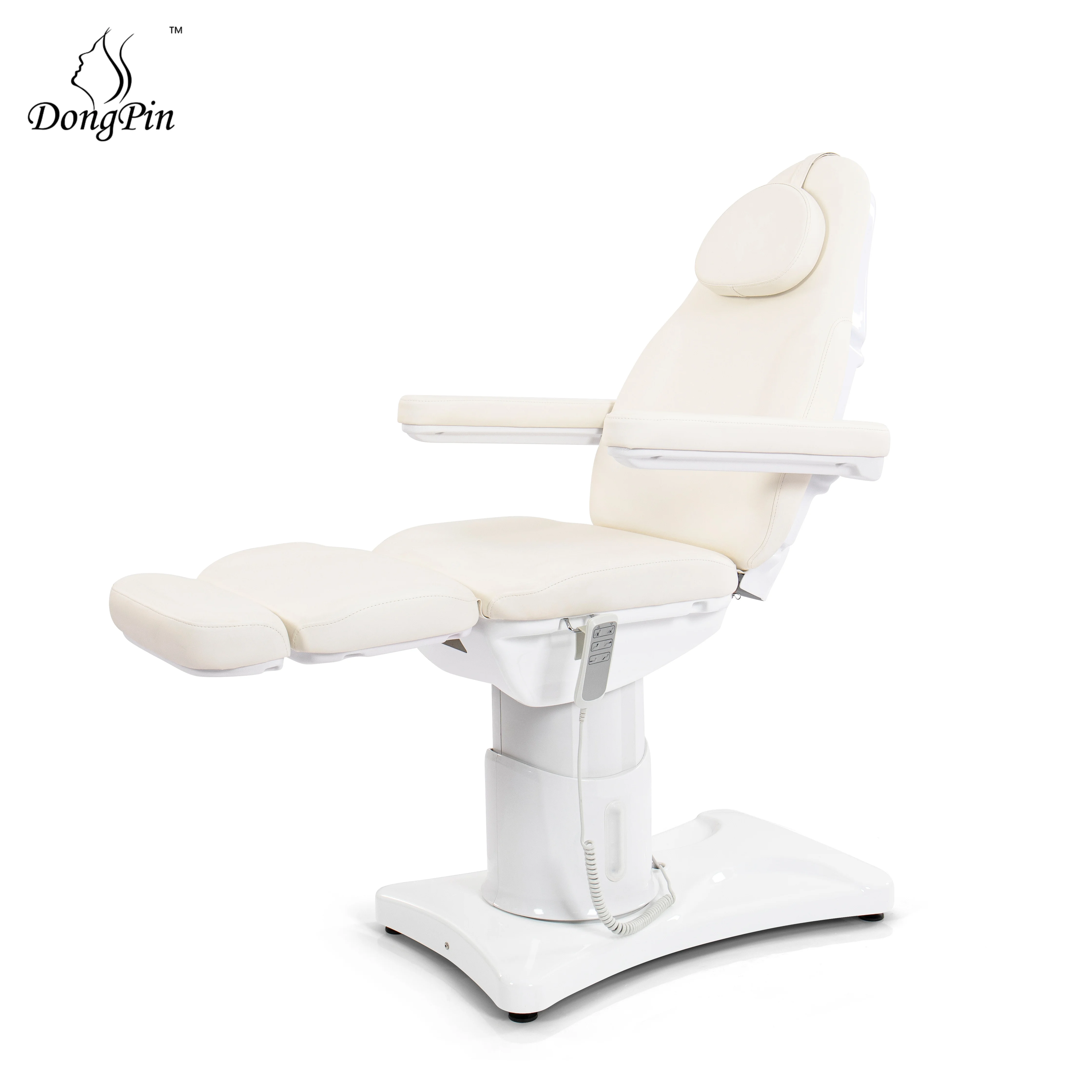 Multi-Functional Electric Adjustable 3-Motor Spa Facial Salon Chair Reclining Beauty Bed Armrests High-Density Massage Table
