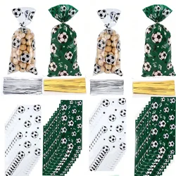 50pcs Soccer Candy Bag Gift Wrapping Football Theme Bags Cookie Popcorn Bag Fans Party Favor Bags for Boys Birthday Party Decor
