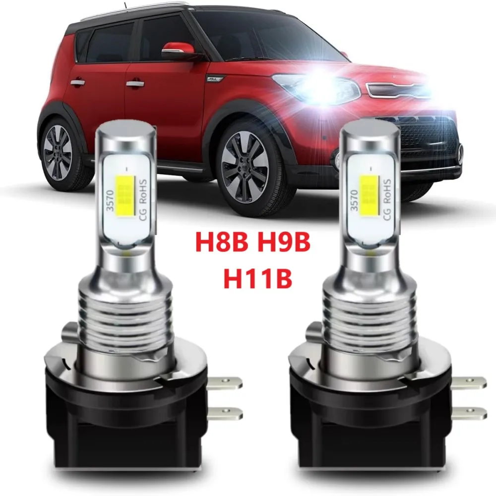 Car Fog Lights,2Pcs H11B LED Bulb Headlight 2x5730 Chips Anti-fog Lights, Suitable for Most Cars,DC12V/24V.
